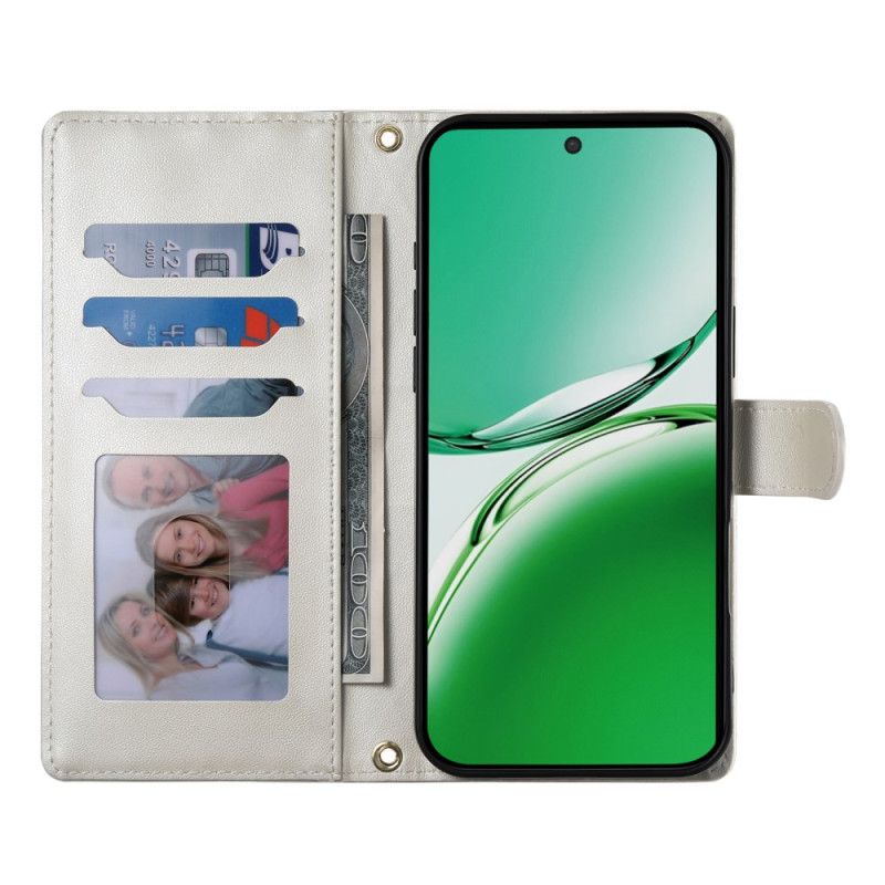 Leren Hoesje Voor Oppo Reno 14 Pro 5g Gewatteerd Met Bandje En Schouderband