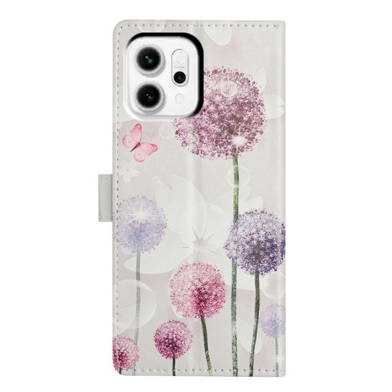 Leren Hoesje Voor Oppo Reno 14 Pro 5g Kleurrijke Paardenbloemen