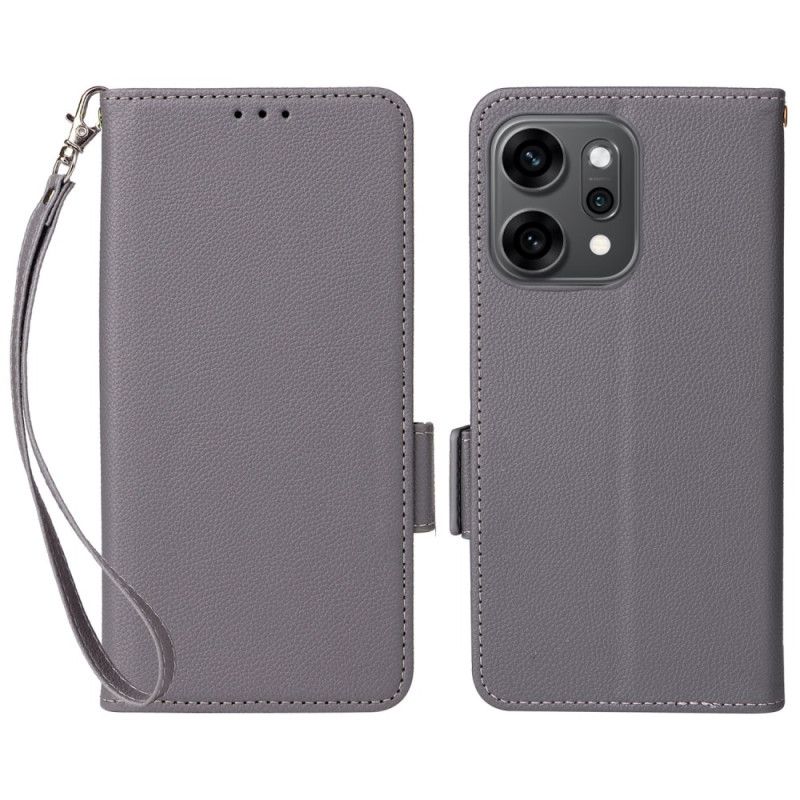 Leren Hoesje Voor Oppo Reno 14 Pro 5g Lychee Textuur Met Bandje