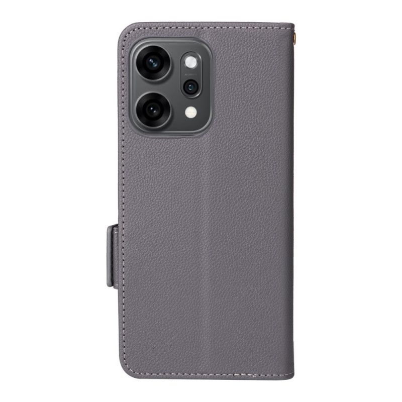 Leren Hoesje Voor Oppo Reno 14 Pro 5g Lychee Textuur Met Bandje