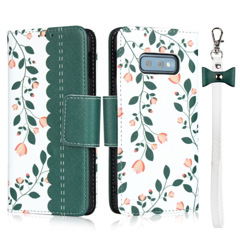 Bescherming Hoesje Samsung Galaxy S10e Groen Magenta String Roosjes