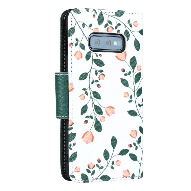 Bescherming Hoesje Samsung Galaxy S10e Groen Magenta String Roosjes