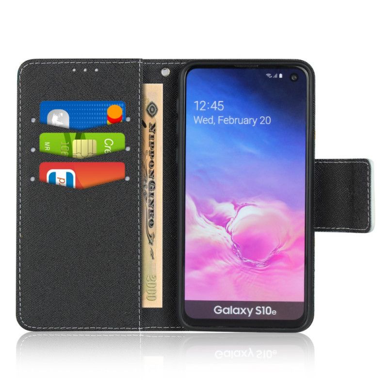 Bescherming Hoesje Samsung Galaxy S10e Groen Magenta String Roosjes