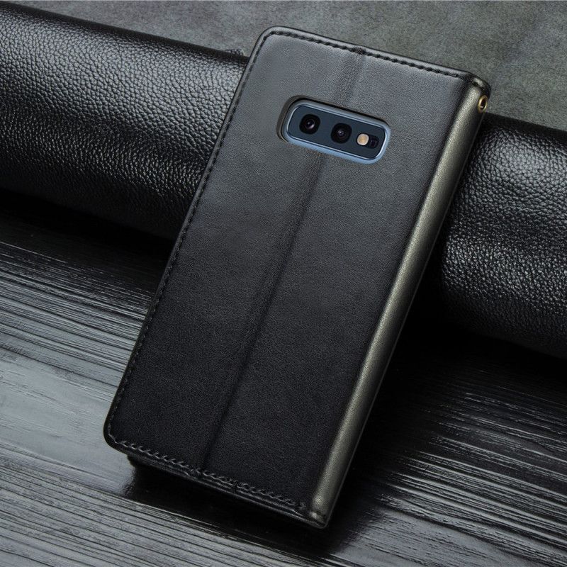 Bescherming Hoesje Samsung Galaxy S10e Rood Zwart Kunstleer En Vintage Sluiting