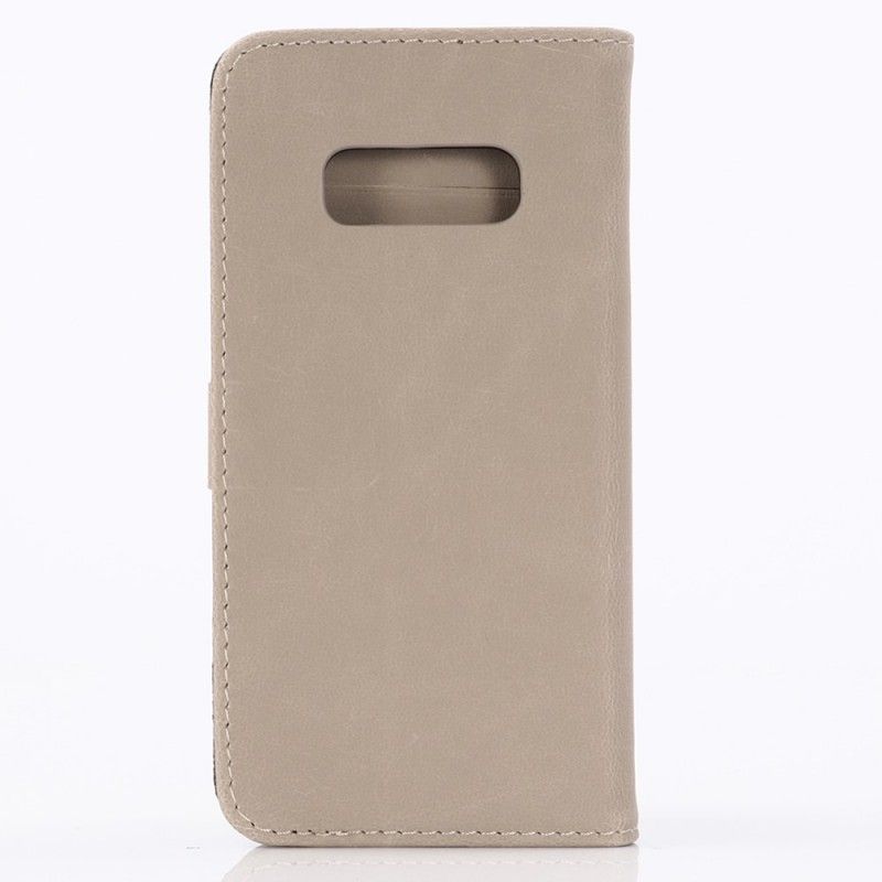 Cover Folio-hoesje Samsung Galaxy S10e Grijs Zwart Telefoonhoesje Retro Kunstleer