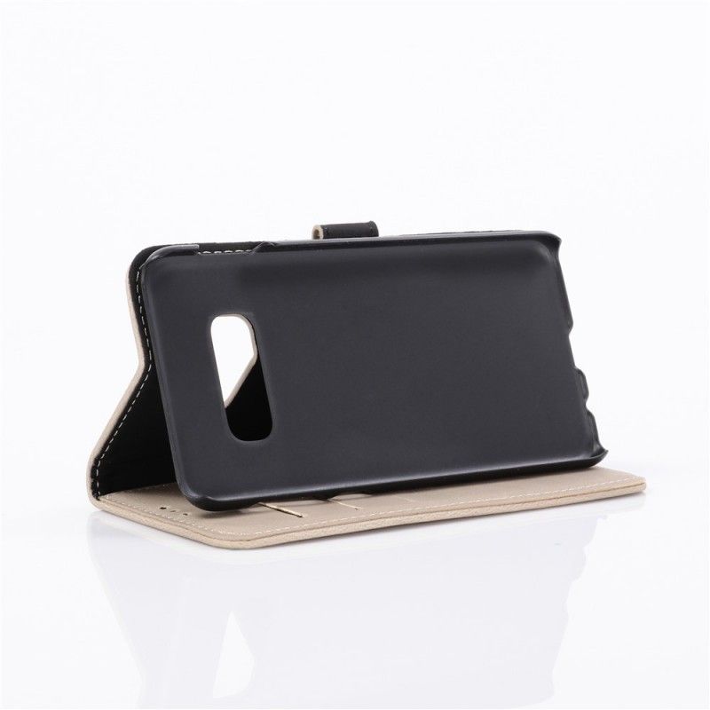 Cover Folio-hoesje Samsung Galaxy S10e Grijs Zwart Telefoonhoesje Retro Kunstleer