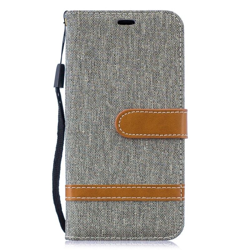 Cover Folio-hoesje Samsung Galaxy S10e Grijs Zwart Telefoonhoesje Stof En Leereffect Met String