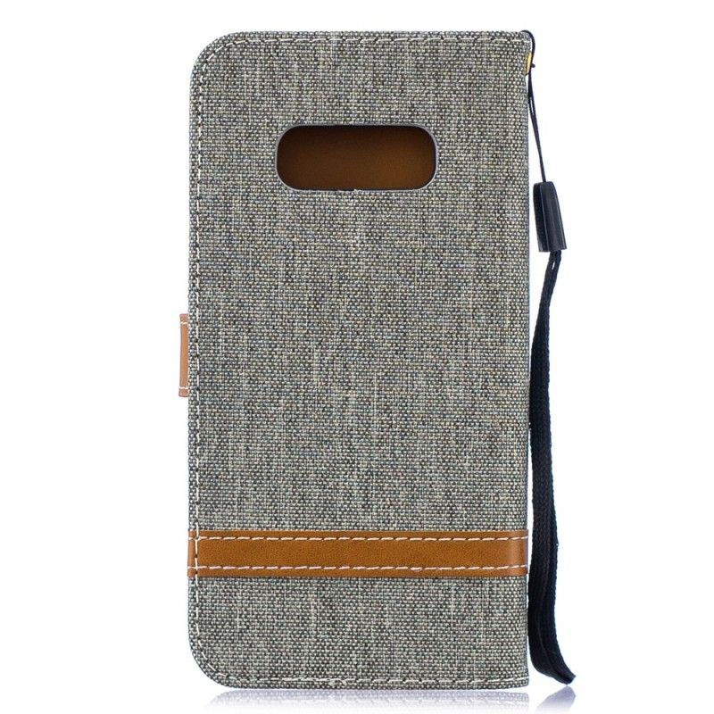 Cover Folio-hoesje Samsung Galaxy S10e Grijs Zwart Telefoonhoesje Stof En Leereffect Met String