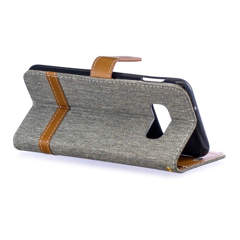 Cover Folio-hoesje Samsung Galaxy S10e Grijs Zwart Telefoonhoesje Stof En Leereffect Met String