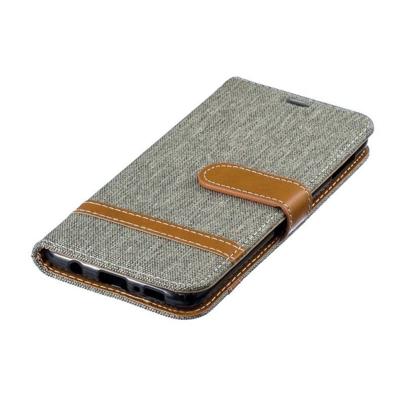 Cover Folio-hoesje Samsung Galaxy S10e Grijs Zwart Telefoonhoesje Stof En Leereffect Met String