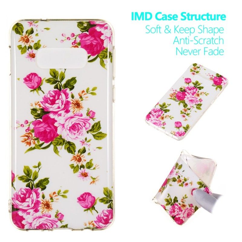 Cover Hoesje Samsung Galaxy S10e Telefoonhoesje Fluorescerende Vrijheidsbloemen