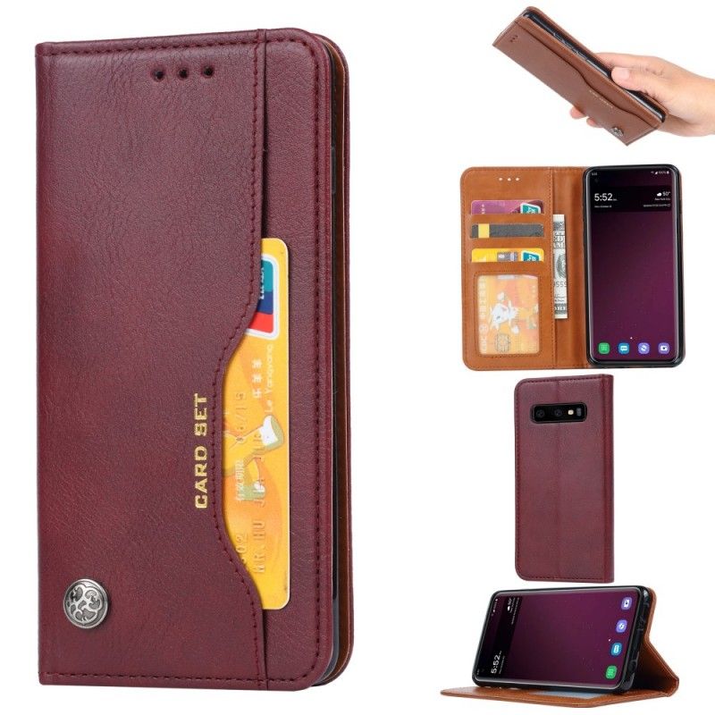 Folio-hoesje Samsung Galaxy S10e Rood Zwart Kaarthouder Van Imitatieleer