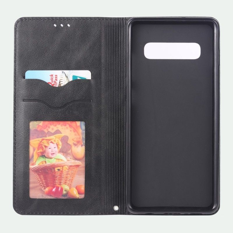 Folio-hoesje Samsung Galaxy S10e Rood Zwart Telefoonhoesje Retro Azns