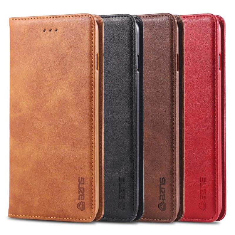 Folio-hoesje Samsung Galaxy S10e Rood Zwart Telefoonhoesje Retro Azns