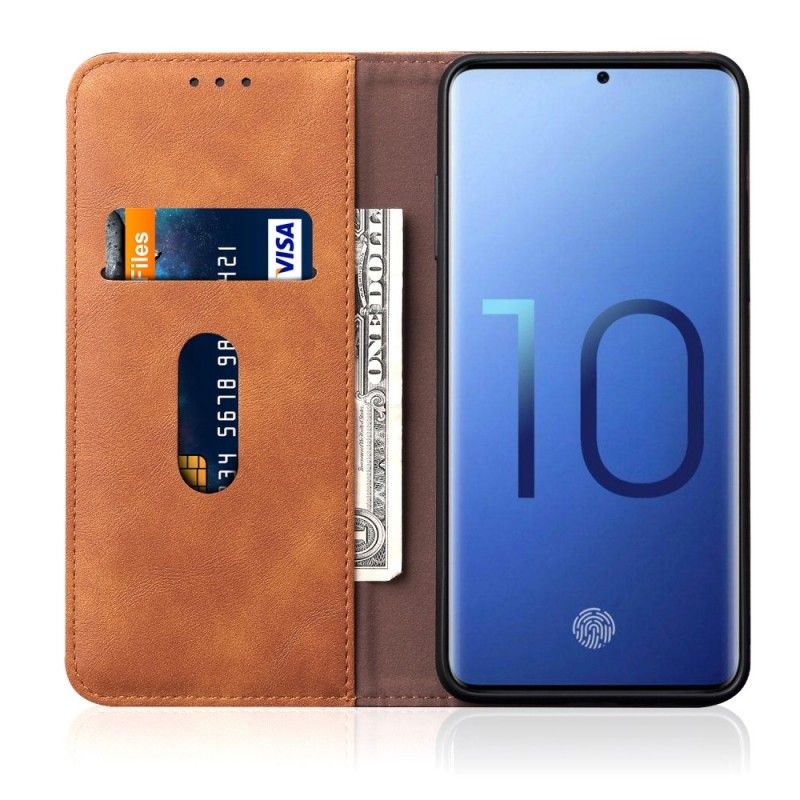 Folio-hoesje voor Samsung Galaxy S10e Rood Zwart Gestikt Leereffect