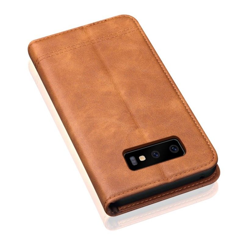 Folio-hoesje voor Samsung Galaxy S10e Rood Zwart Gestikt Leereffect