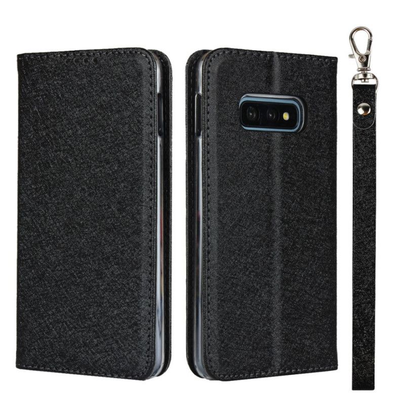 Folio-hoesje voor Samsung Galaxy S10e Rood Zwart Zacht Leer Met Riempje