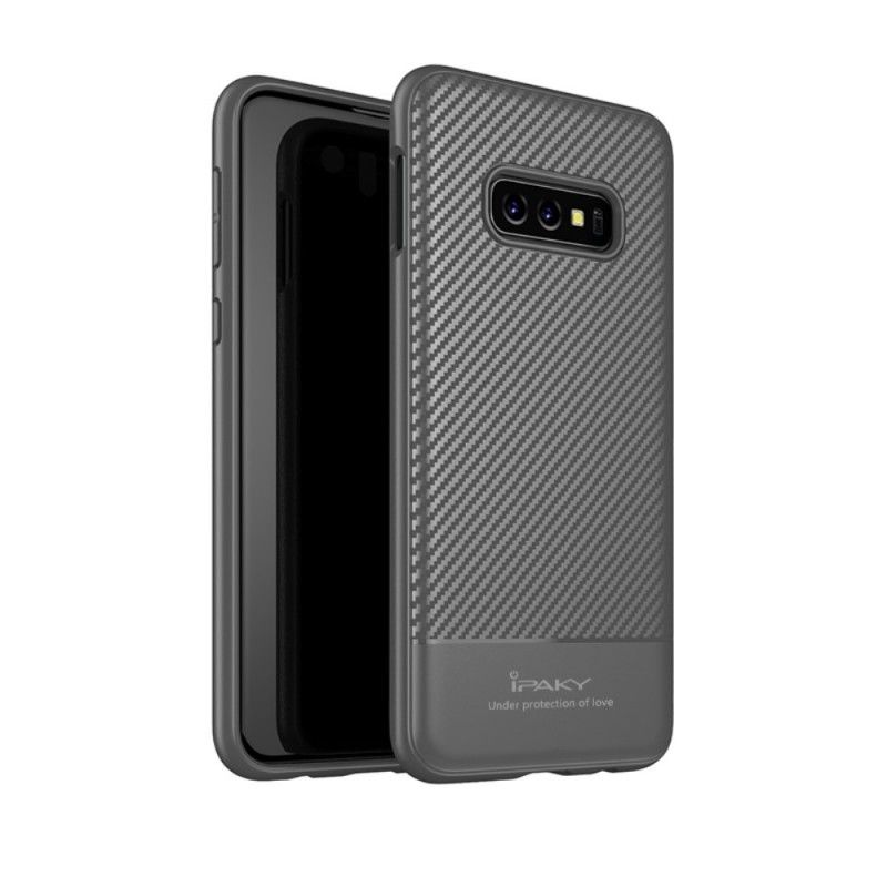Hoesje Samsung Galaxy S10e Grijs Zwart Ipaky Koolstofvezel