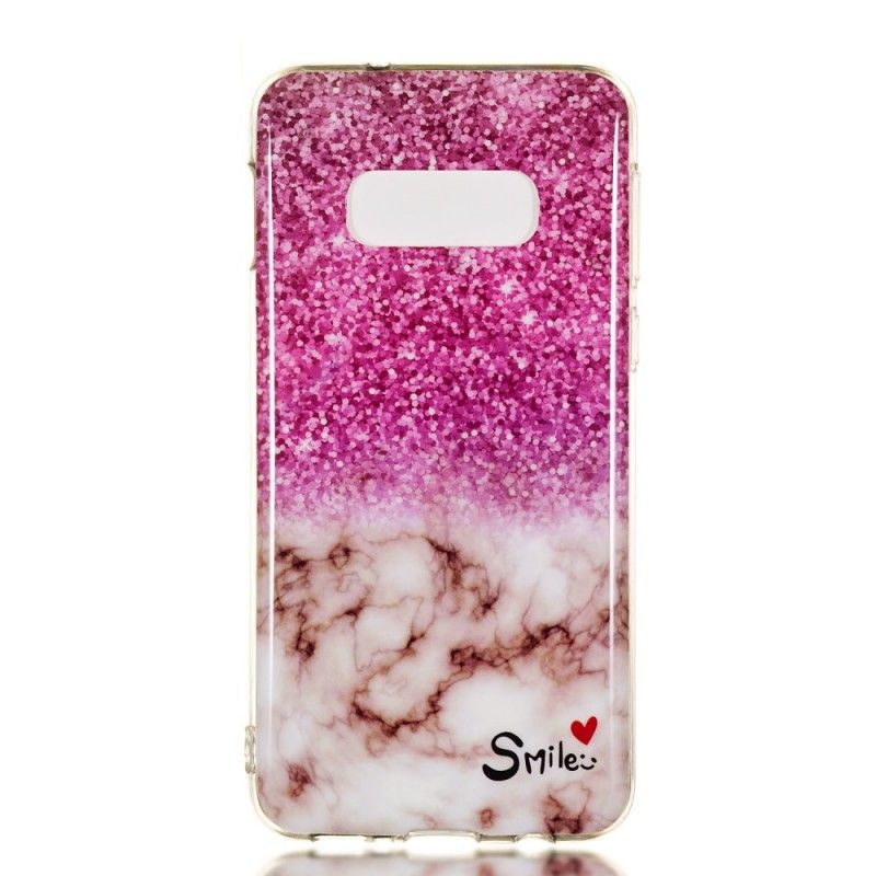 Hoesje Samsung Galaxy S10e Marmeren Glitter En Glimlach