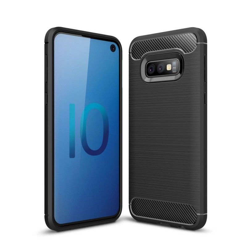 Hoesje Samsung Galaxy S10e Rood Zwart Geborsteld Koolstofvezel
