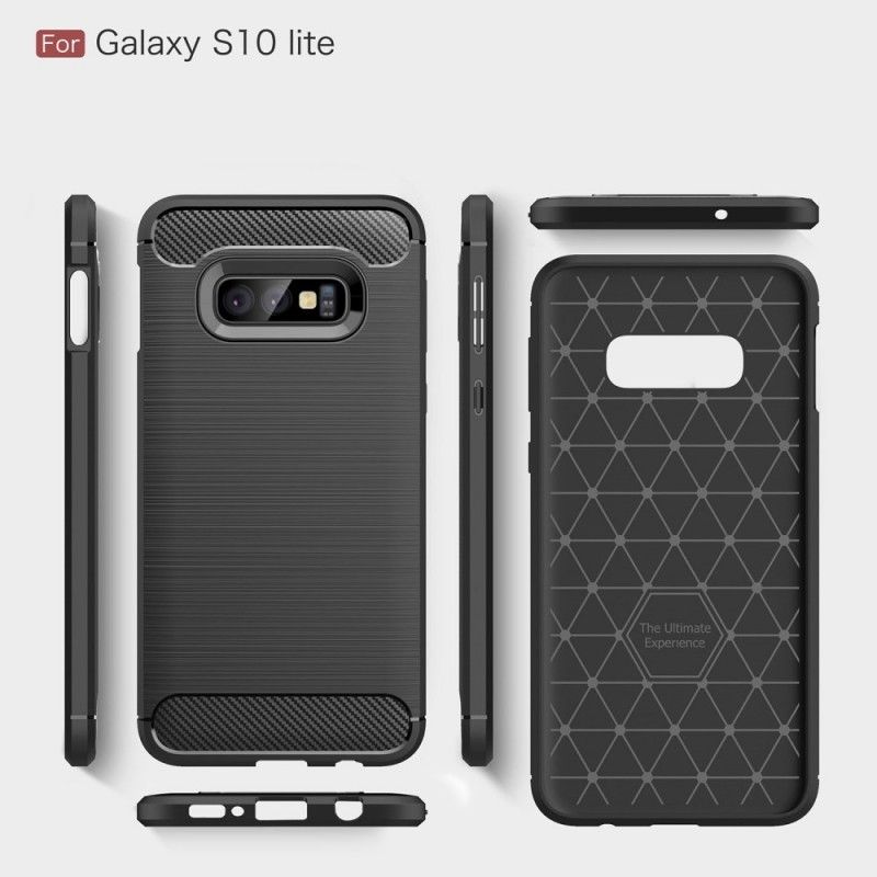 Hoesje Samsung Galaxy S10e Rood Zwart Geborsteld Koolstofvezel