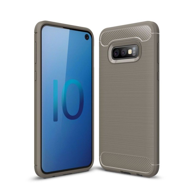 Hoesje Samsung Galaxy S10e Rood Zwart Geborsteld Koolstofvezel