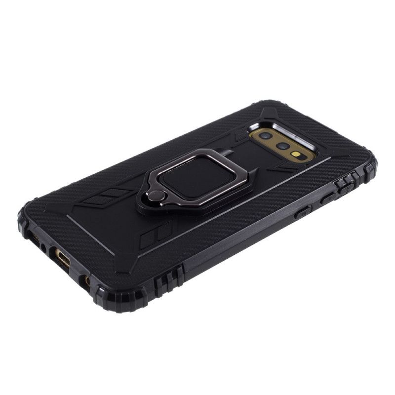 Hoesje Samsung Galaxy S10e Rood Zwart Ring En Koolstofvezel