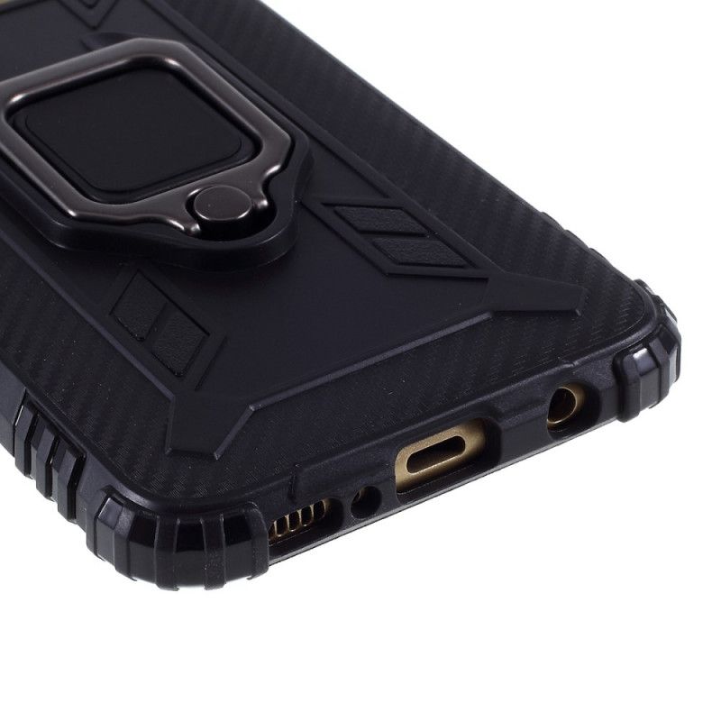 Hoesje Samsung Galaxy S10e Rood Zwart Ring En Koolstofvezel