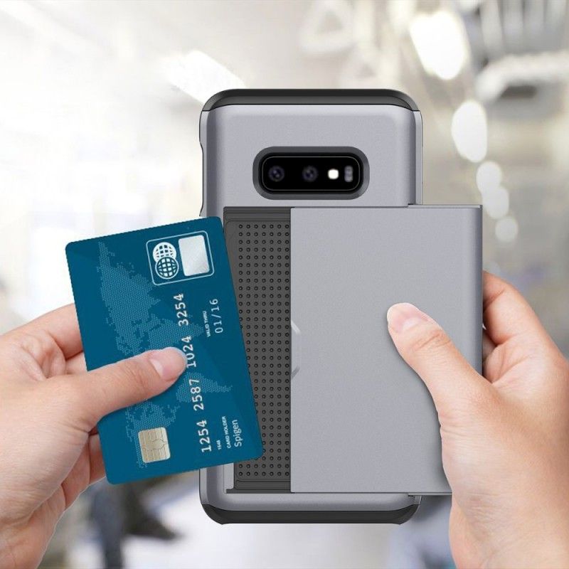 Hoesje voor Samsung Galaxy S10e Grijs Zwart Stijve Flitsende Kaarthouder