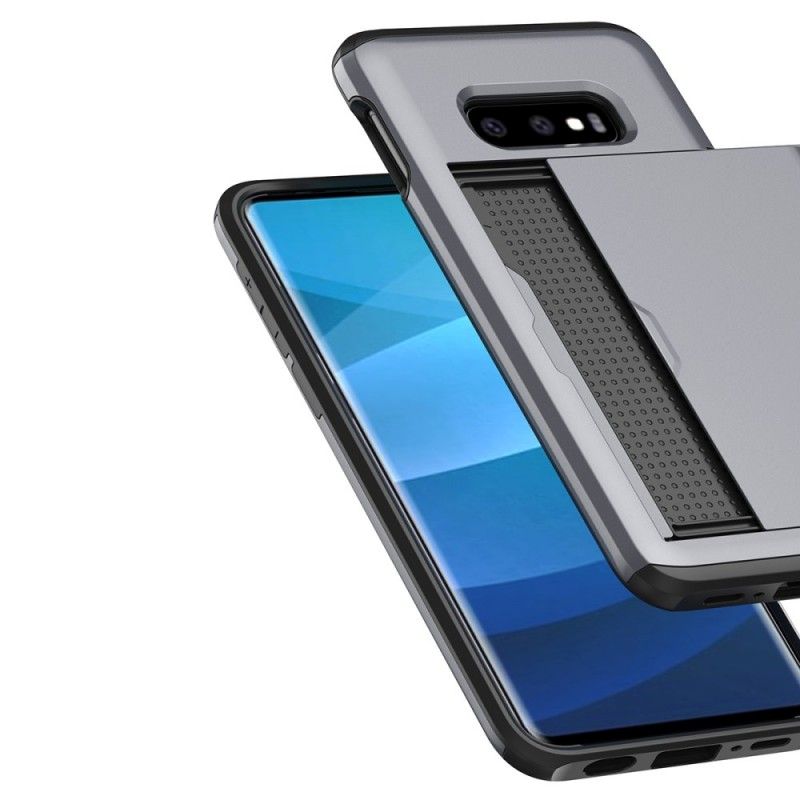 Hoesje voor Samsung Galaxy S10e Grijs Zwart Stijve Flitsende Kaarthouder