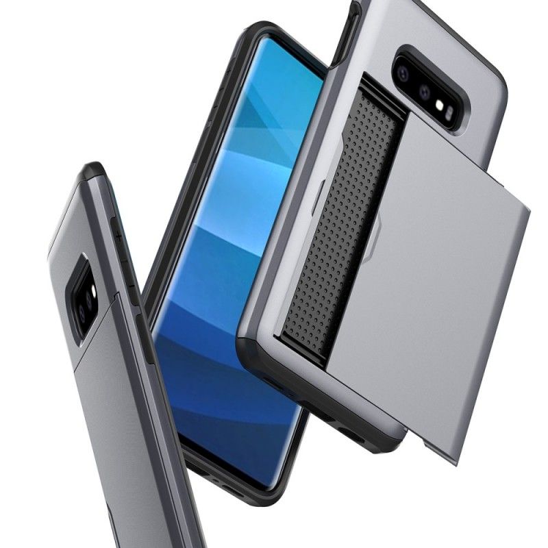 Hoesje voor Samsung Galaxy S10e Grijs Zwart Stijve Flitsende Kaarthouder