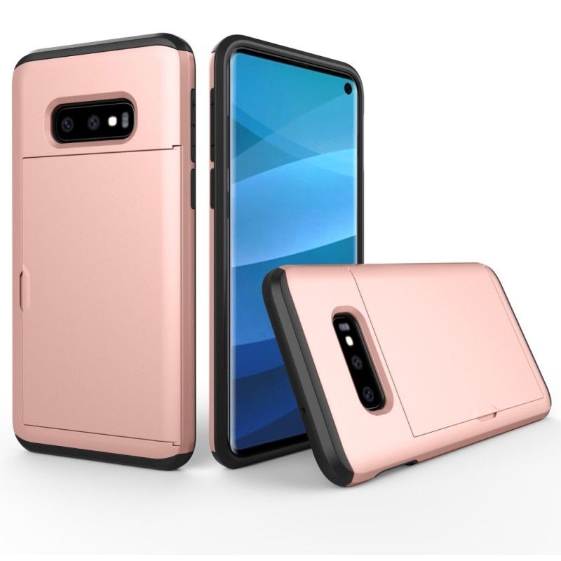 Hoesje voor Samsung Galaxy S10e Grijs Zwart Stijve Flitsende Kaarthouder