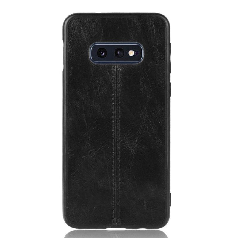 Hoesje voor Samsung Galaxy S10e Rood Zwart Gestikt Leereffect