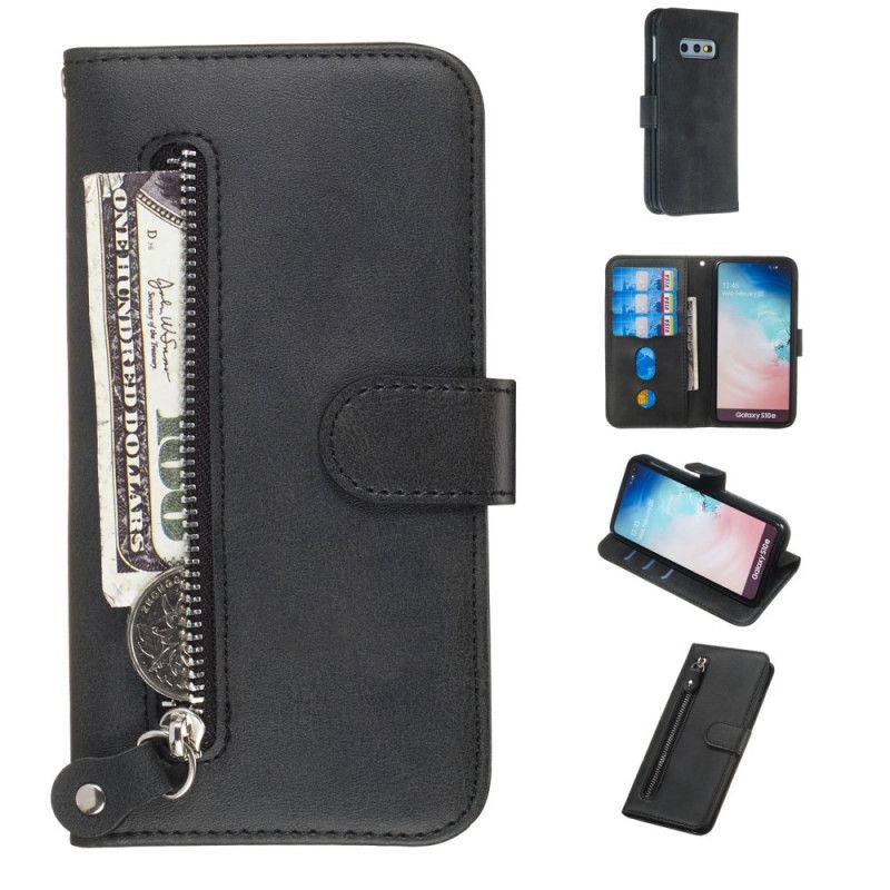 Leren Hoesje Samsung Galaxy S10e Bruin Donkerblauw Portemonnee