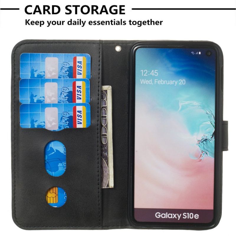 Leren Hoesje Samsung Galaxy S10e Bruin Donkerblauw Portemonnee
