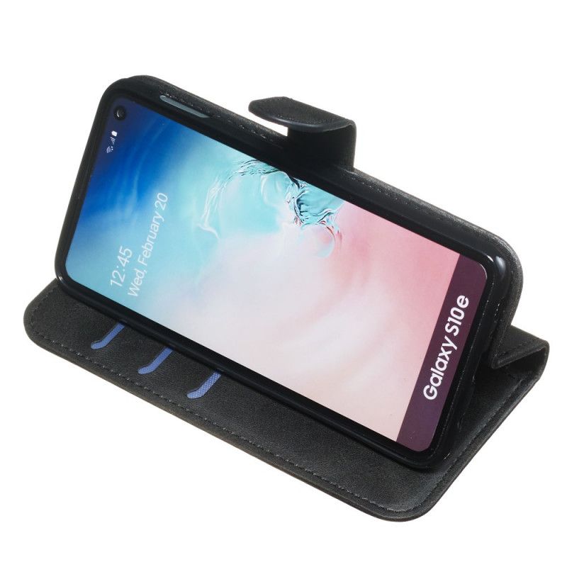 Leren Hoesje Samsung Galaxy S10e Bruin Donkerblauw Portemonnee