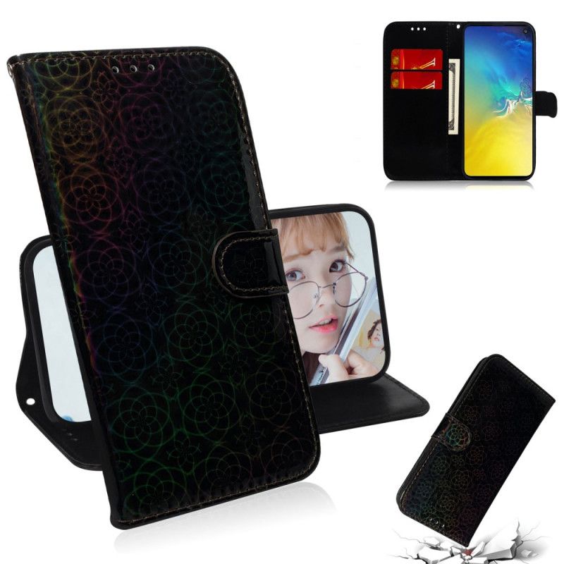 Leren Hoesje Samsung Galaxy S10e Grijs Zwart Pure Kleur
