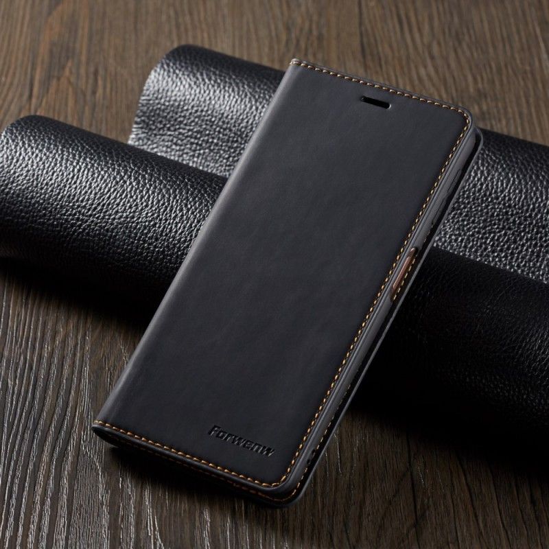 Leren Hoesje Samsung Galaxy S10e Rood Zwart Voorgevormd Leereffect