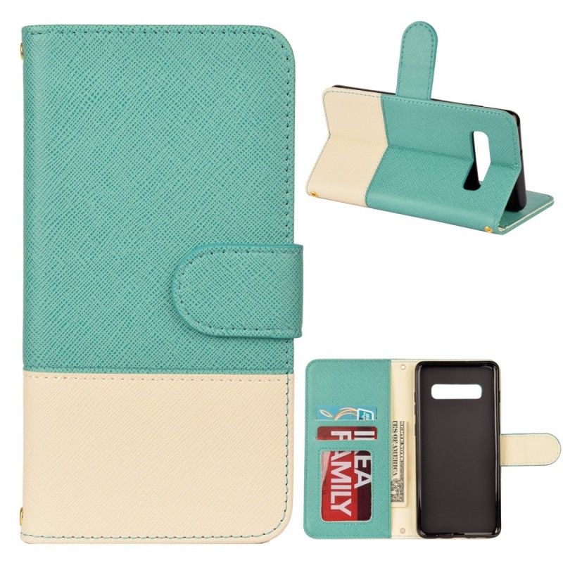 Leren Hoesje Samsung Galaxy S10e Roze Rood Tweekleurig Kunstleer