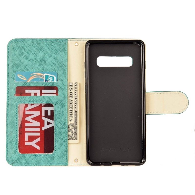 Leren Hoesje Samsung Galaxy S10e Roze Rood Tweekleurig Kunstleer