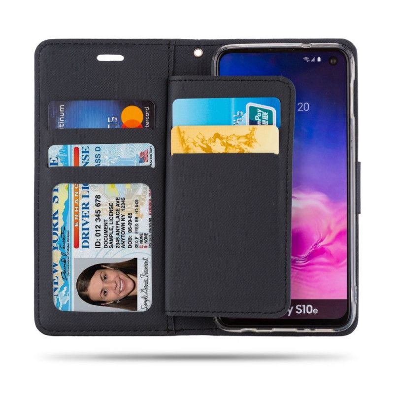 Leren Hoesje Samsung Galaxy S10e Turkoois Lychee Brullen Imitatieleer