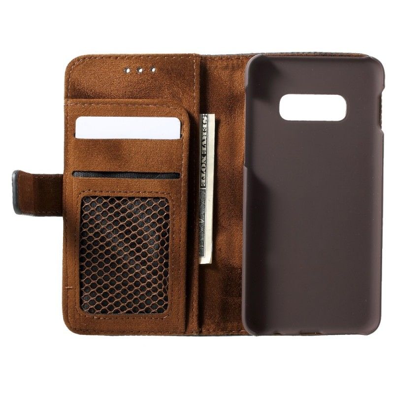 Leren Hoesje Samsung Galaxy S10e Vintage Mesh Leereffect