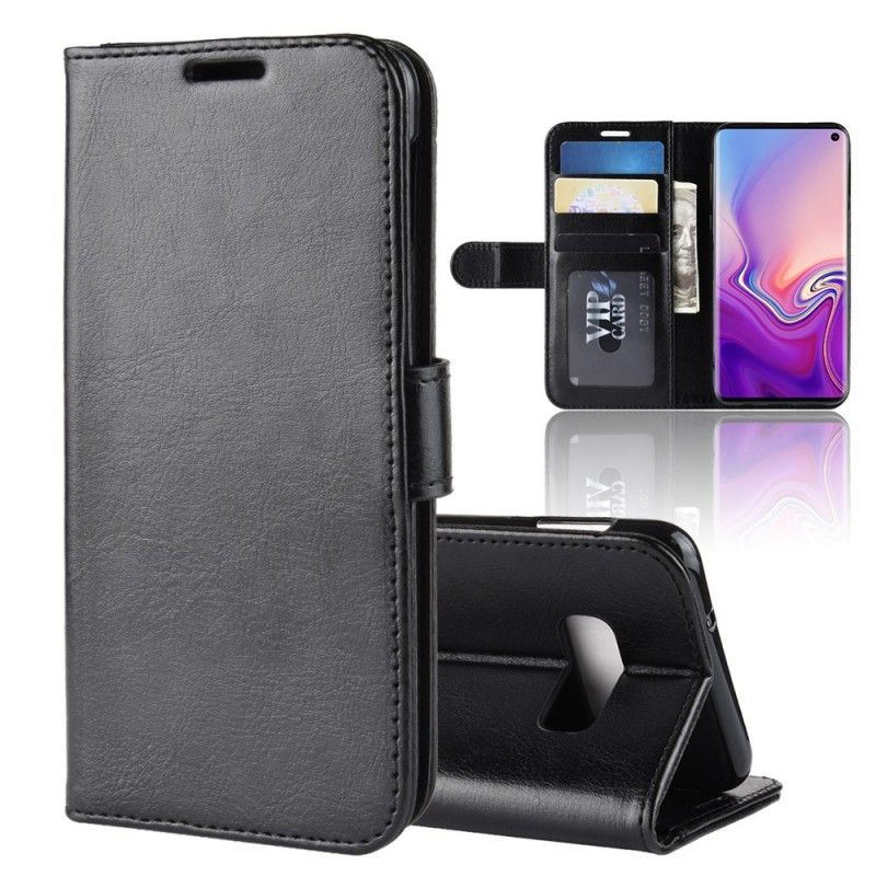 Leren Hoesje Samsung Galaxy S10e Wit Zwart Telefoonhoesje Ultra Kunstleer