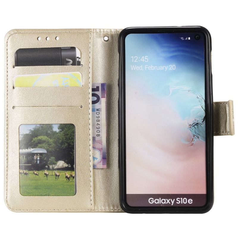 Leren Hoesje voor Samsung Galaxy S10e Magenta Grijs String Mijmering