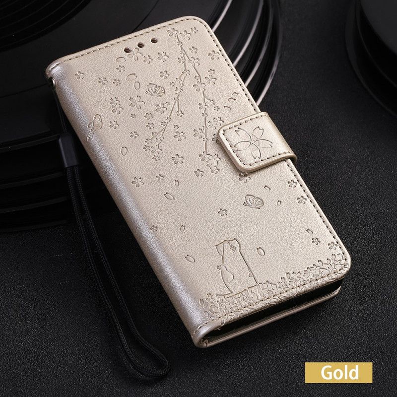 Leren Hoesje voor Samsung Galaxy S10e Magenta Grijs String Mijmering