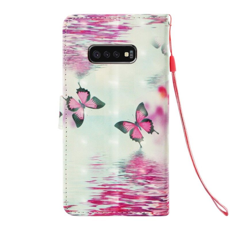 Leren Hoesje voor Samsung Galaxy S10e Rode Vlinders
