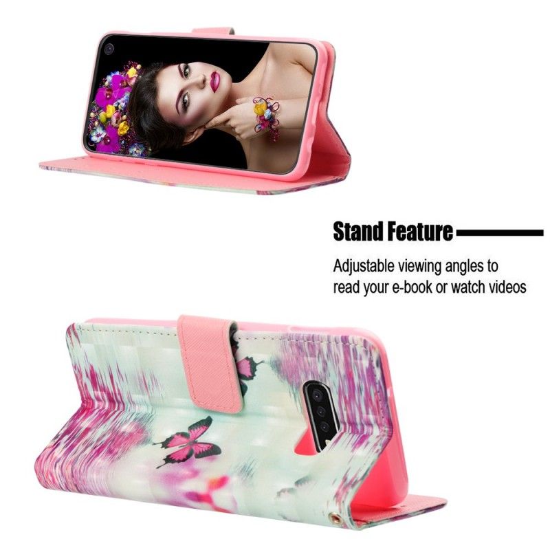 Leren Hoesje voor Samsung Galaxy S10e Rode Vlinders