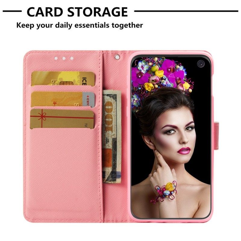 Leren Hoesje voor Samsung Galaxy S10e Rode Vlinders