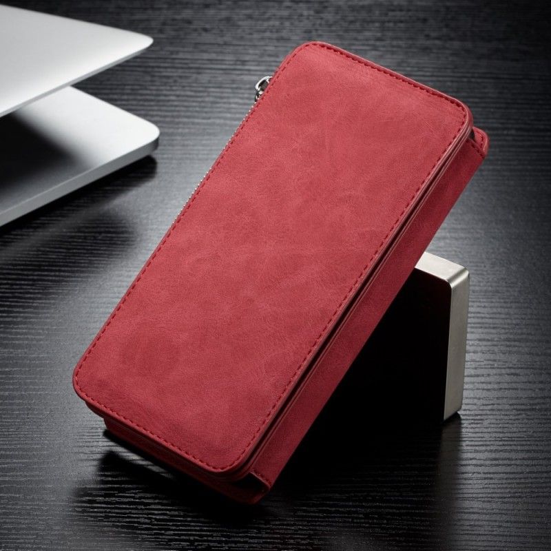 Leren Hoesje voor Samsung Galaxy S10e Rood Zwart Afneembare Behuizing