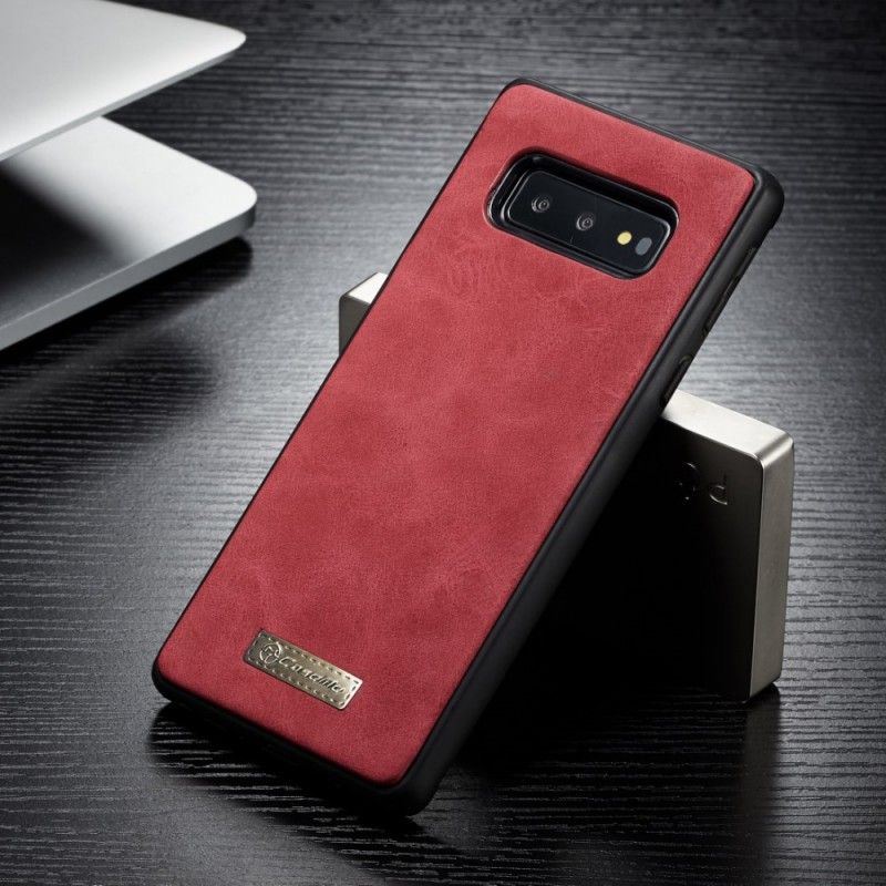 Leren Hoesje voor Samsung Galaxy S10e Rood Zwart Afneembare Behuizing